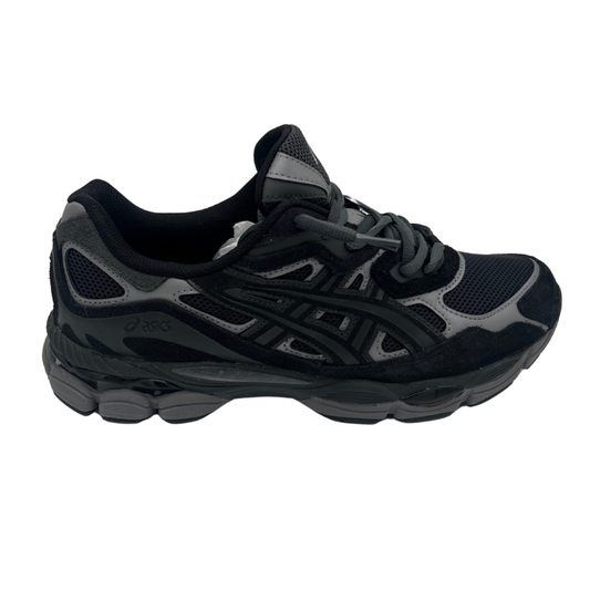 Asics gel nyc black grey double laced.