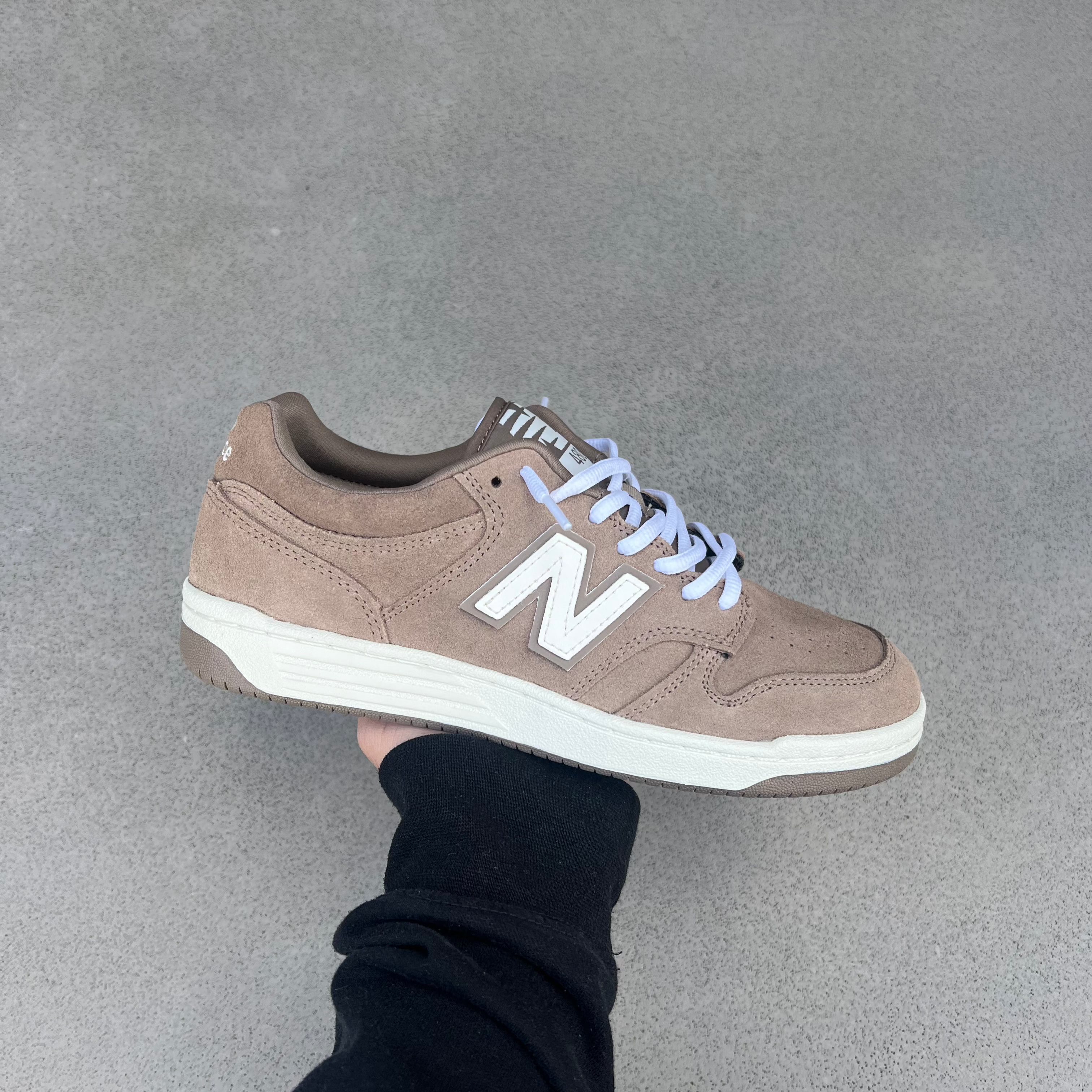 New Balance 480 Mushroom with custom laces