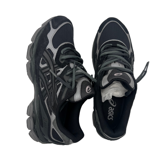 Asics gel nyc black grey double laced.