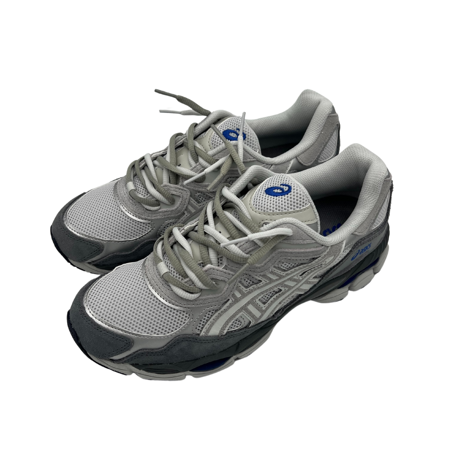 Asics gel nyc glacier gravel grey double laced.