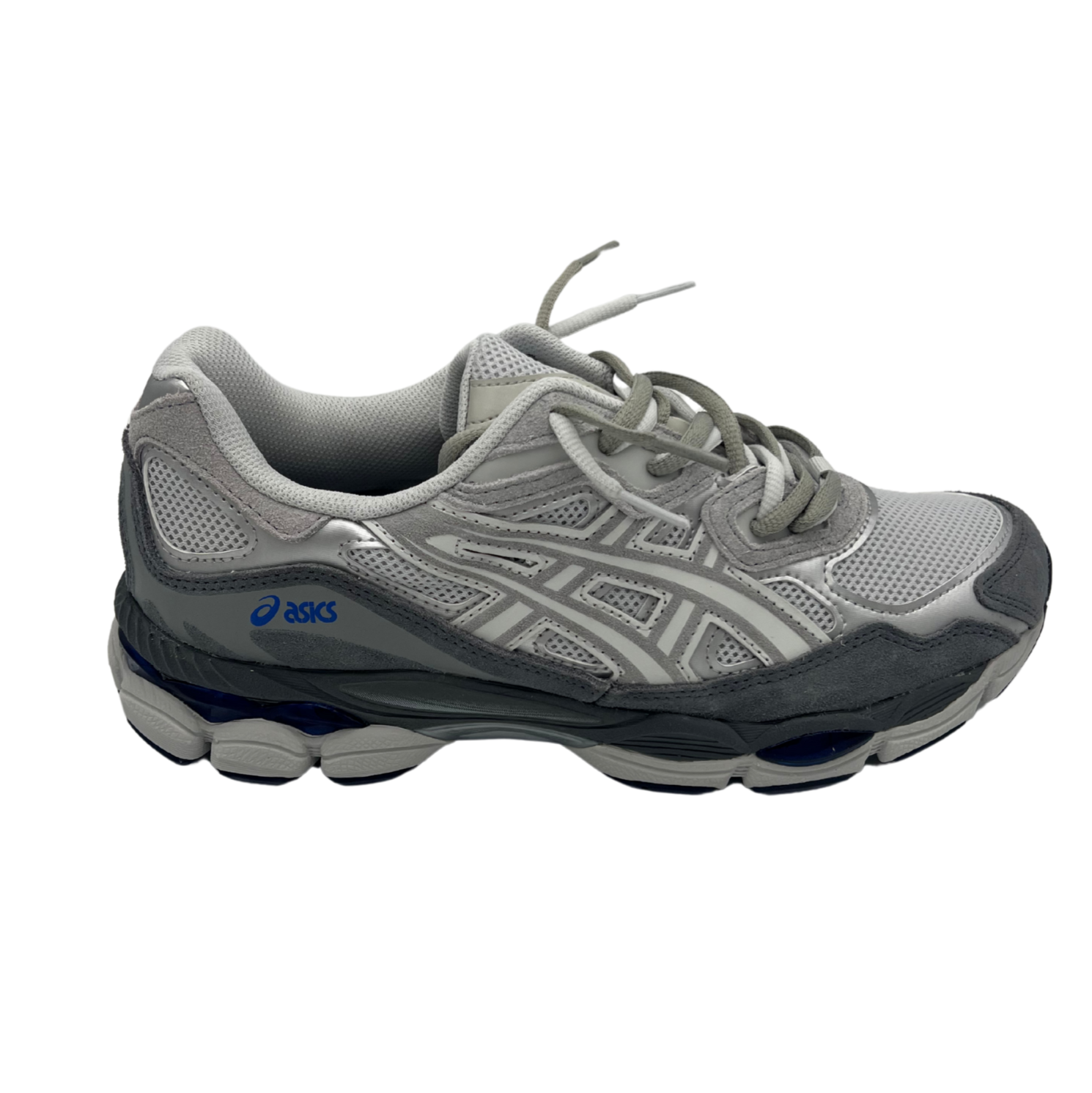 Asics gel nyc glacier gravel grey double laced.