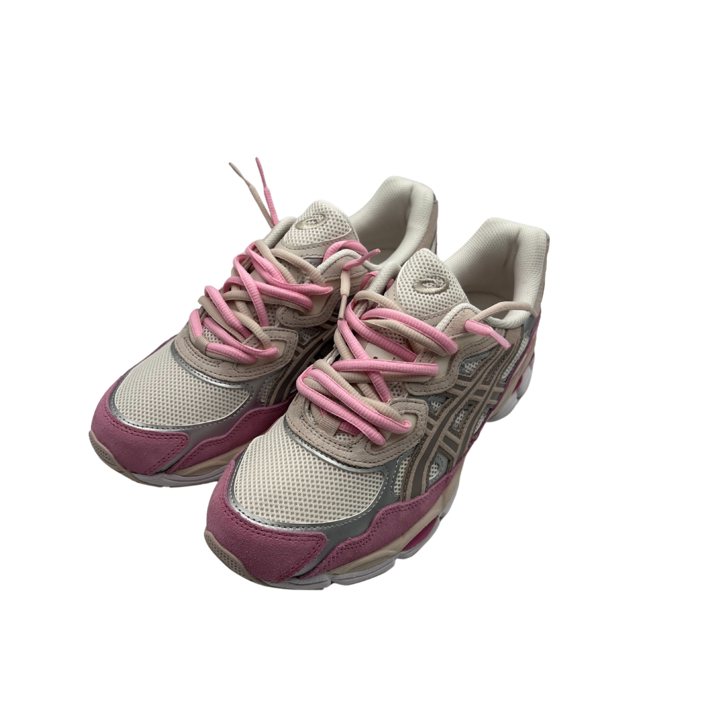 Asics gel nyc cream/mineral beige double laced.