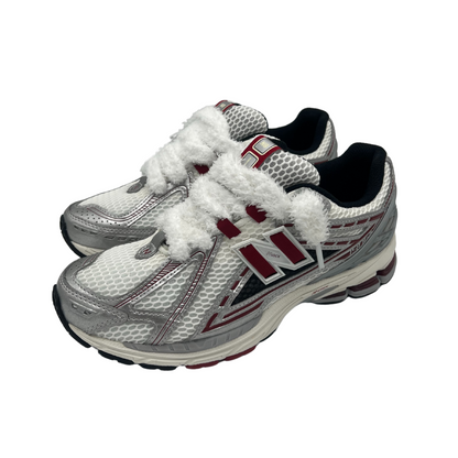 New balance 1906r red crimson with fluffy laces.