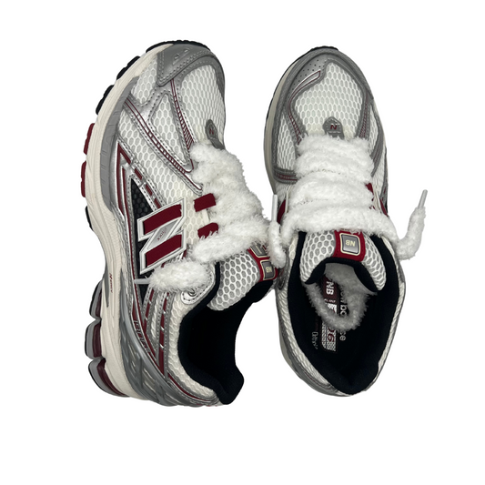 New balance 1906r red crimson with fluffy laces.